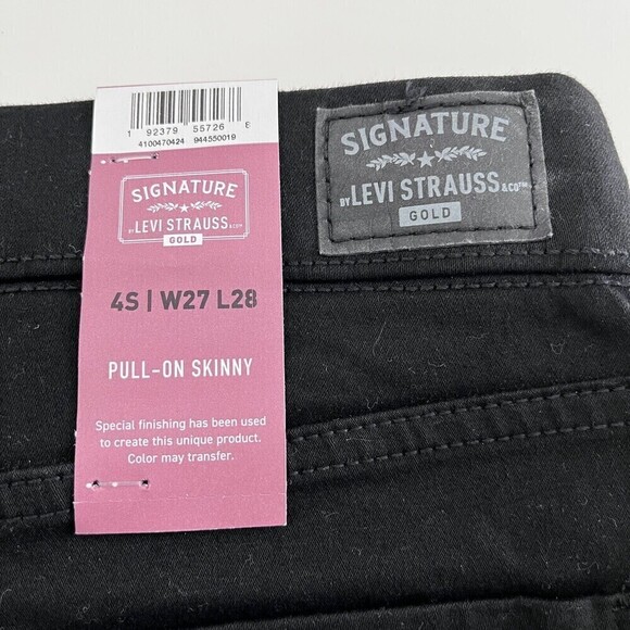 Levi's Signature Jeans Womens 27 x 28 Black Pull-On Skinny High Rise Stretch NEW - Picture 8 of 13